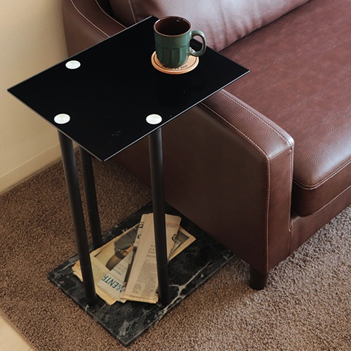 サイドテーブル ガラス 継ぎ脚付き ナイトテーブル ソファ