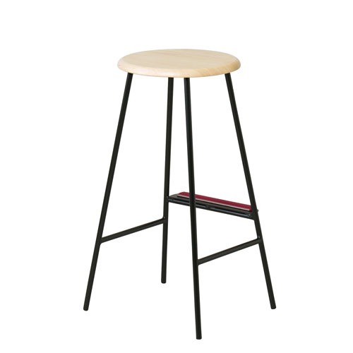 ハイチェア 天然木座面 幅400×奥行345×高さ720mm スチール脚