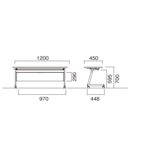 会議用テーブル フォールディングテーブル 幅1200×奥行450×高さ700mm