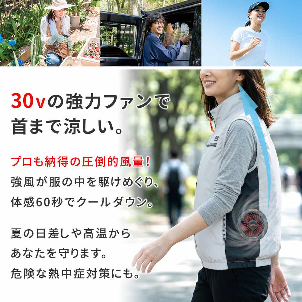 空調ウェア フルセット 30V 空調ベスト 空調冷風服 KW-ALL24-VE（商品