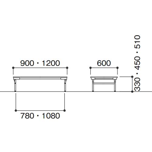 ޤꤿߥơ֥ ѥơ֥ 1200߱600߹⤵450mm ˥ EW-1260L