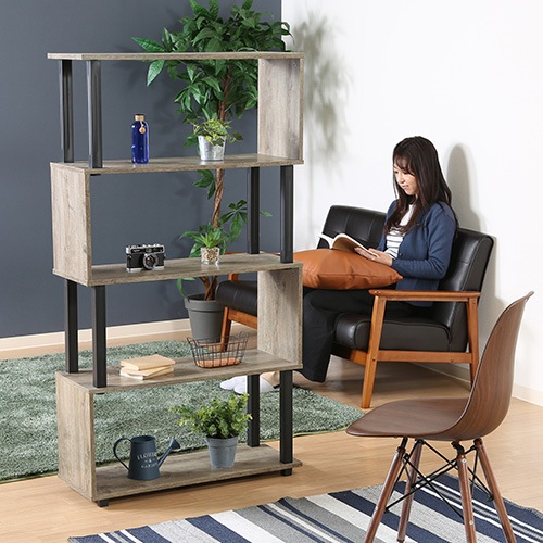 ディスプレイラック 4段 幅800×奥行298×高さ1483mm S字 オープン