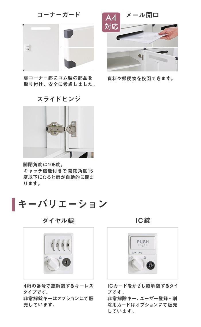 パーソナルロッカー 2列2段 個人ロッカー 幅900×奥行450×高さ1050mm IC