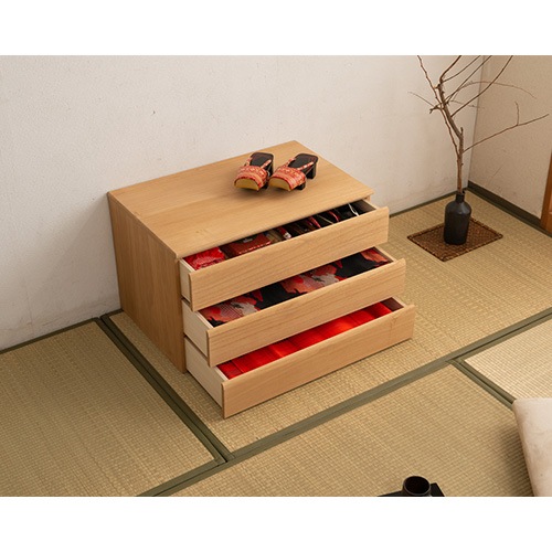 桐洋風チェスト 3段 幅71cm 天然木 引き出し hi-0108（商品番号：15-hi