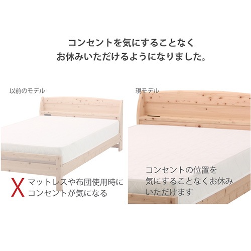 すのこベッド ダブル 国産マットレス付き 宮付き ダブルベッド TCB233