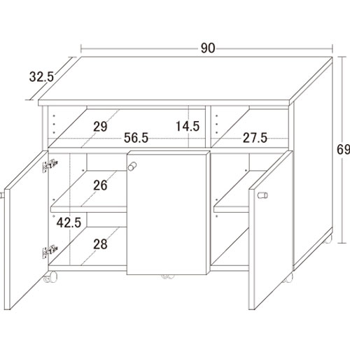 幅36～69cm】キッチンワゴン キャスター付き キッチン 収納
