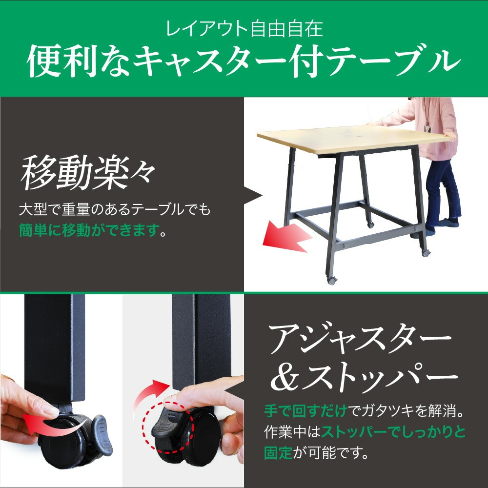 ハイテーブル キャスター付 幅1200mm 会議用テーブル 会議テーブル WHT 