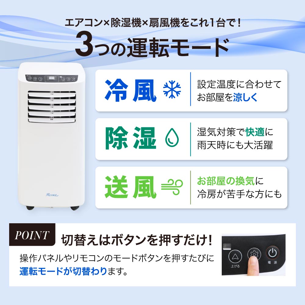 スポットクーラー 移動式 スポットエアコン 除湿機 冷風機 SC-1W