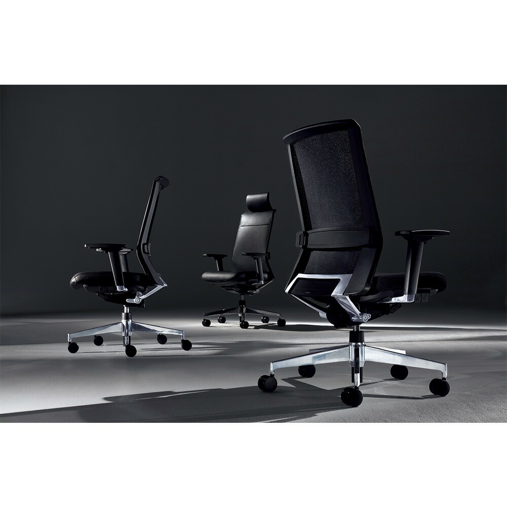 ライオン事務器 オフィスチェアー ブリーザ ブラック No.1861FN ライオン事務器 アルミ脚・ハイタイプ スタンダードブラック オフィス