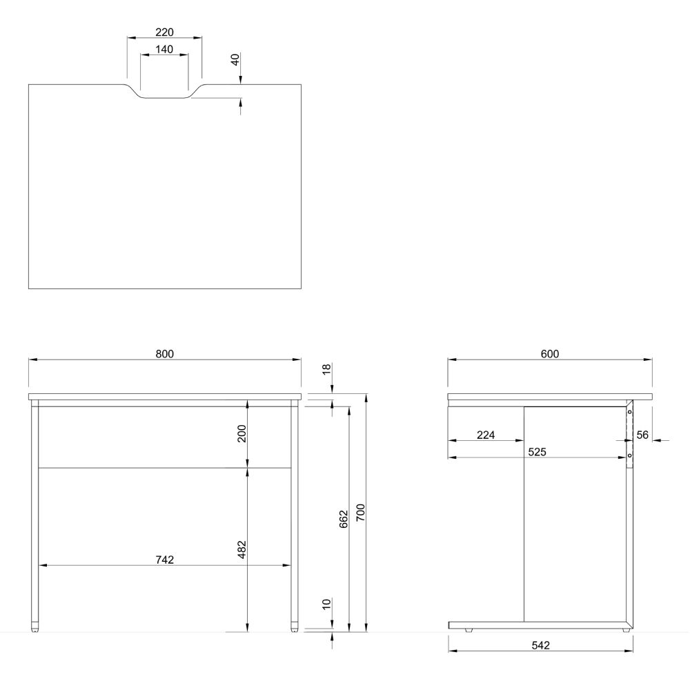 オフィスデスク 平机 事務机 幅800×奥行600×高さ700mm GZWD2-086（商品