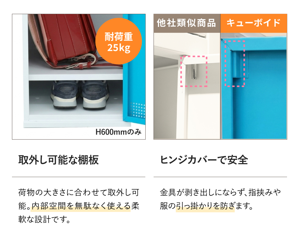 倉庫受取限定】 ロッカー ボックス 4人用 2列2段 高さ450mm CUB-3545