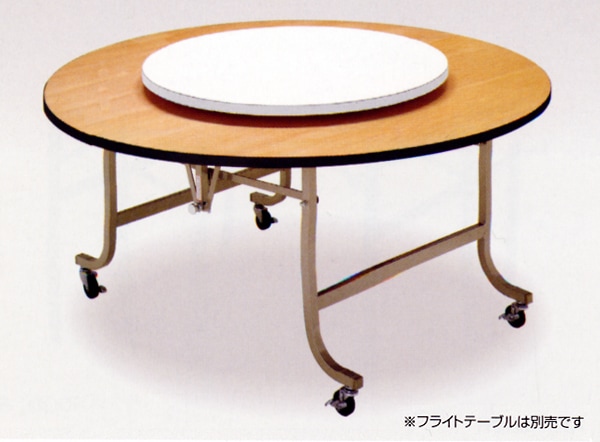 アンティーク回転テーブル　作業台 ターンテーブル スチール製回転金具タイプ 直径750mm アイボリー