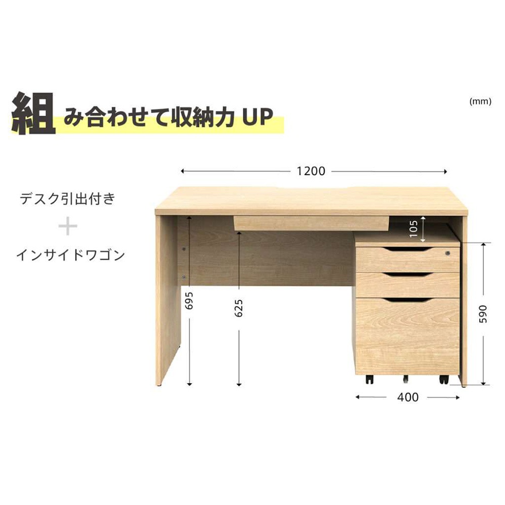 オフィスデスク 木製 引き出し付き 幅1400×奥行700mm ワークデスク