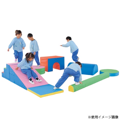 スポーツブロックマット屋内遊具スライドの6点セット ソフロック 入門セット 子ども キッズ ソフトブロック ソフトマット