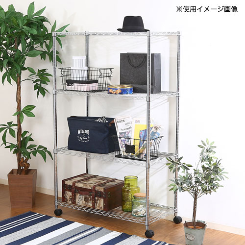 スチールラック 4段 幅900×奥行450×高さ1520mm キャスター付き 収納