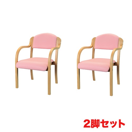 ダイニングチェア 介護椅子 肘付き 木製 レザー 2脚セット IKD-01-S2