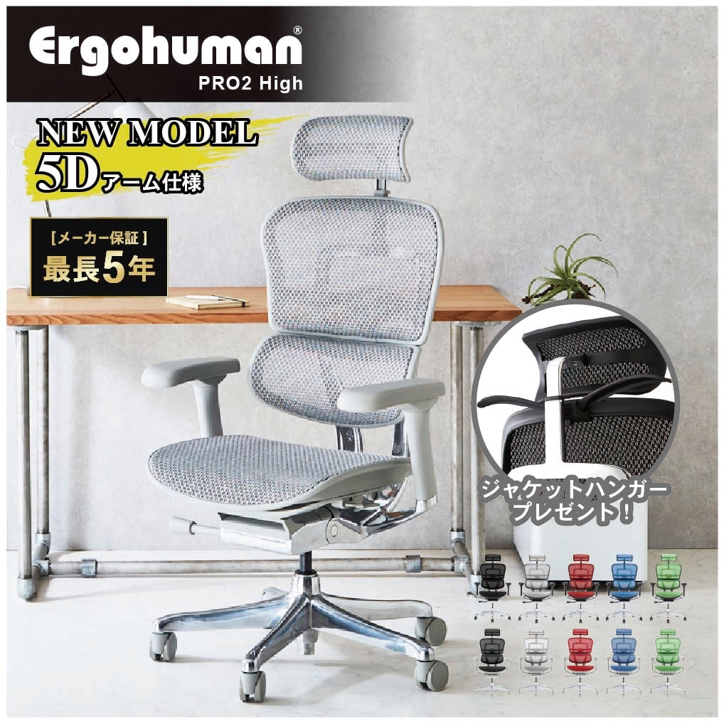 エルゴヒューマン プロ2 ハイタイプ 5Dアームレスト Ergohuman EHP2