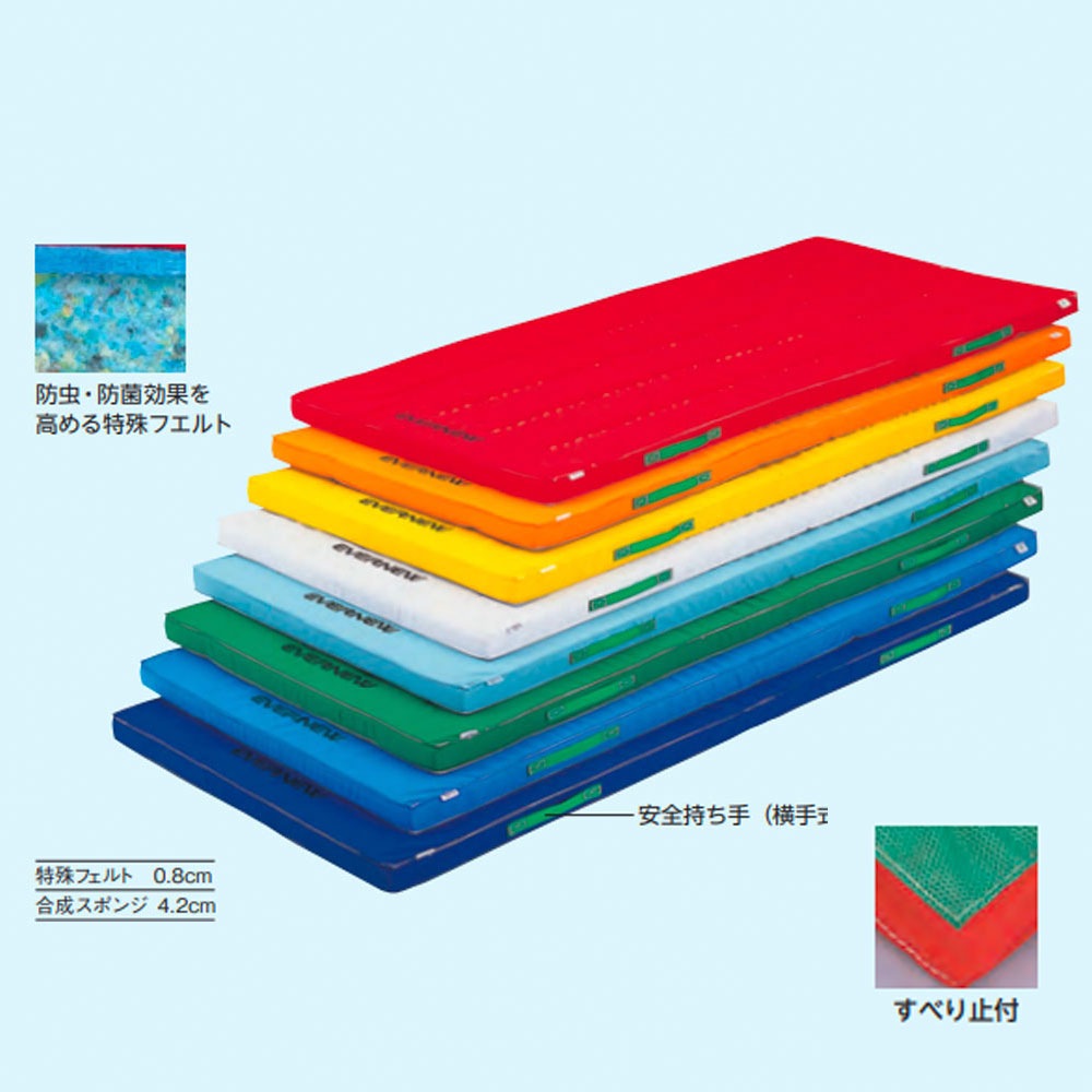 カラー体操マット エバニュー 幅90×長さ180×厚さ5cm 滑止付 抗菌