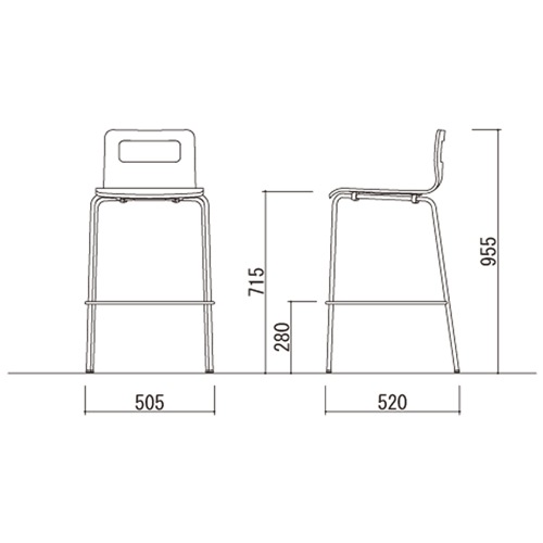 弘益 KOEKI ハイチェア カウンターチェア ALES-CT ブラウン カウンターチェア いす 腰掛け ラウンジ 休憩室 スタイリッシュ