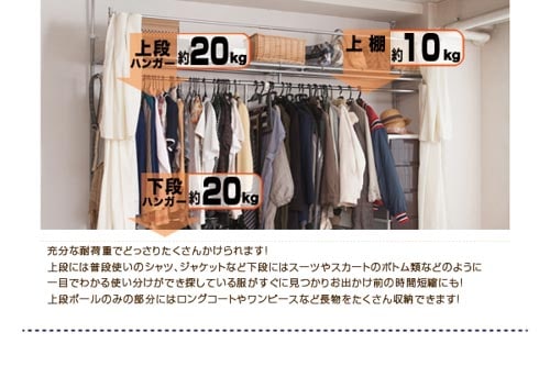 ワードローブ 幅140～229cm ハンガーラック 衣類収納 nj-0495（商品