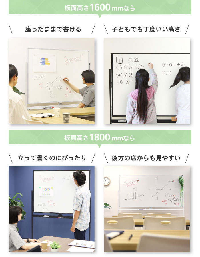 ホワイトボード 脚付き 両面 1200×900mm ホーロー WB-HR1290（商品番号