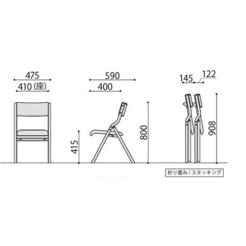 折りたたみチェア 木製 幅475×奥行590×高さ800mm 肘なしチェア 木製