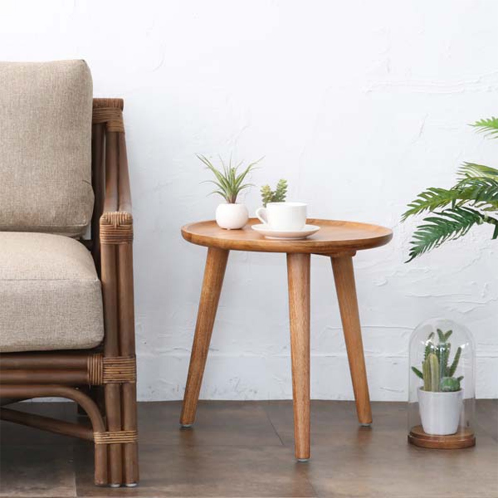 サイドテーブル 丸 ラタン 直径45cm×高さ45cm ナイトテーブル T080XP