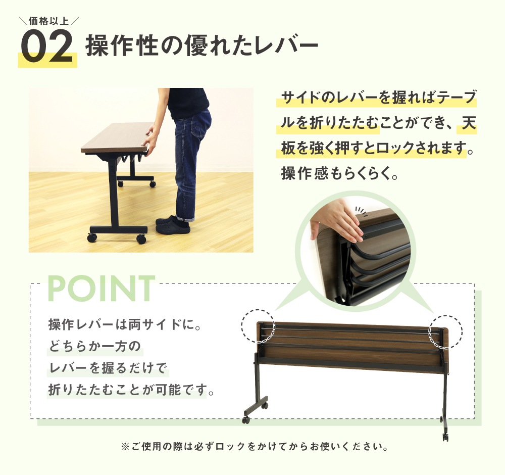 倉庫受取限定】 フォールディングテーブル 幅1800×奥行600mm 会議用