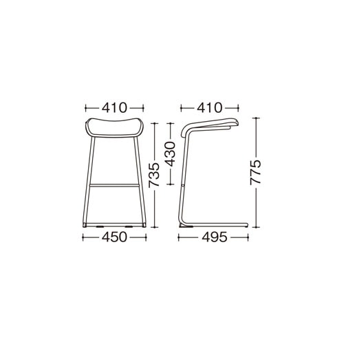 オカムラ L125 ハイスツール ホワイトフレーム インターロック生地