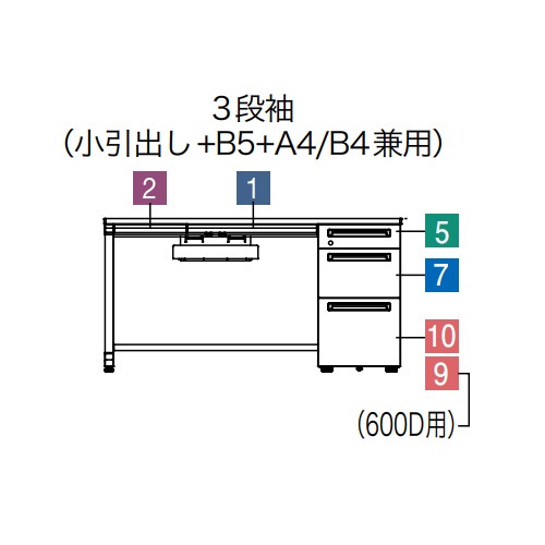 オカムラ アドバンス オフィスデスク 片袖3段 L脚 3V1NAE 3V1PAE（商品
