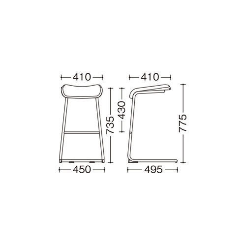 オカムラ L125 ハイスツール アクセントカラーフレーム インター
