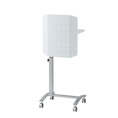 講演台 上下昇降 配線穴 キャスター ストッパー付き ホワイト 白 演台