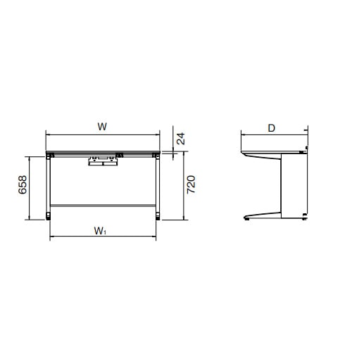 オフィスデスク 幅1600×奥行600×高さ720mm 平机 中央引出し無 作業
