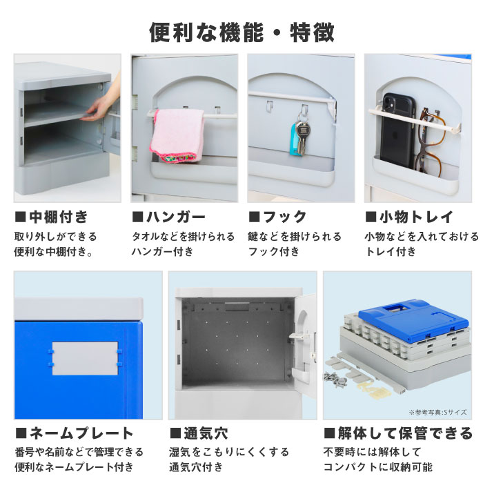 プラスチックロッカー 4人用 ロッカー 1列4段 Mサイズ A-390E-14（商品 