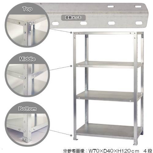 スチールラック 幅80×奥行20×高さ120cm 4段 40kg/段 軽量ラック NSTR