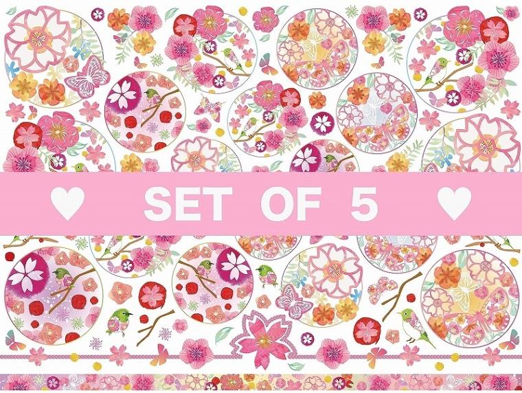 【5枚SET】和柄ハンコ鳥(1枚あたり1500円)A4