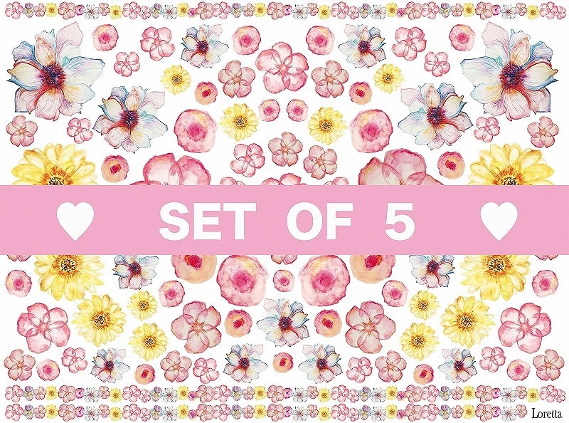 【5枚SET】ウォーターペイントフラワー(1枚あたり1500円)A4