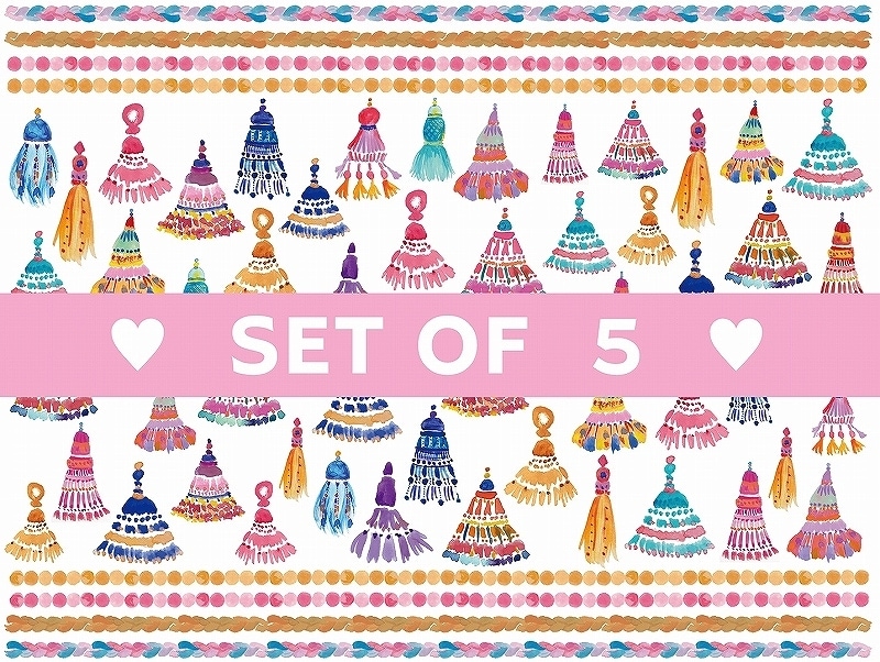 【5枚SET】マルチカラータッセル(1枚あたり1500円)A4