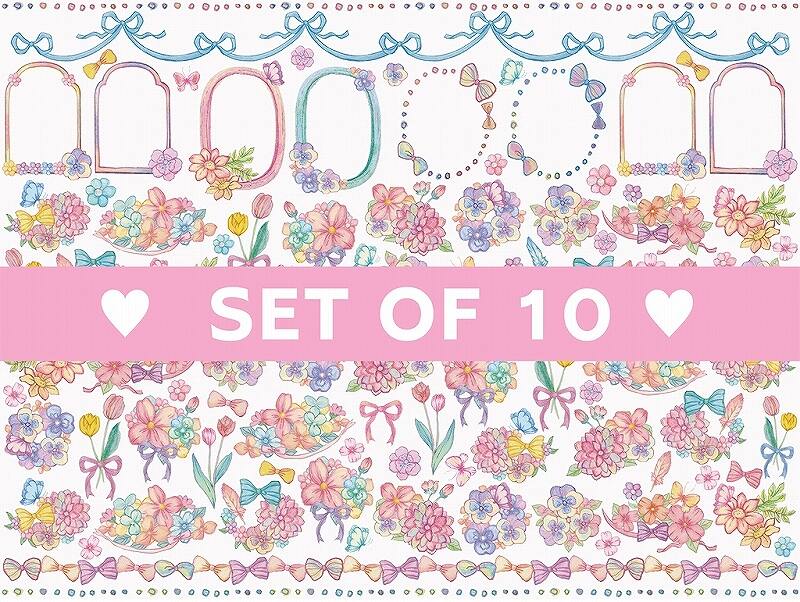 【10枚SET】ガラス用ロマンチックフラワー  (1枚あたり1300円)A4