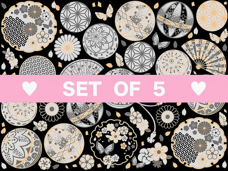 【5枚SET】ガラス用和柄白手毬(1枚あたり1500円)A4