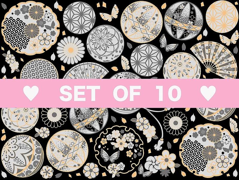 【10枚SET】ガラス用和柄白手毬(1枚あたり1300円)A4