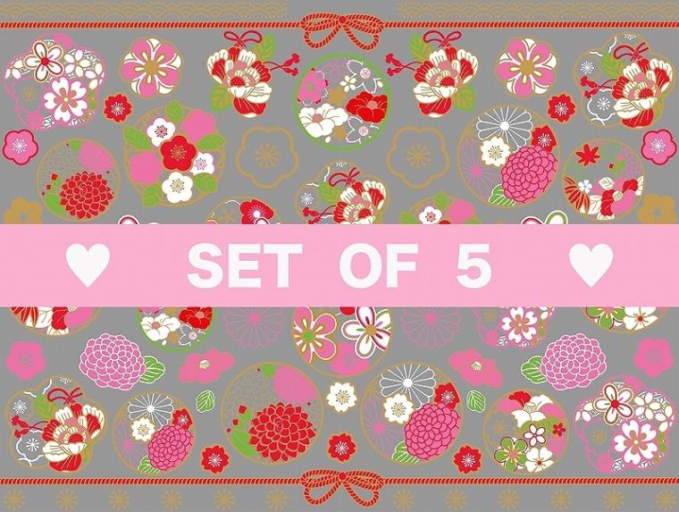 【5枚SET】ガラス用和柄花紋 (1枚あたり1500円)A4