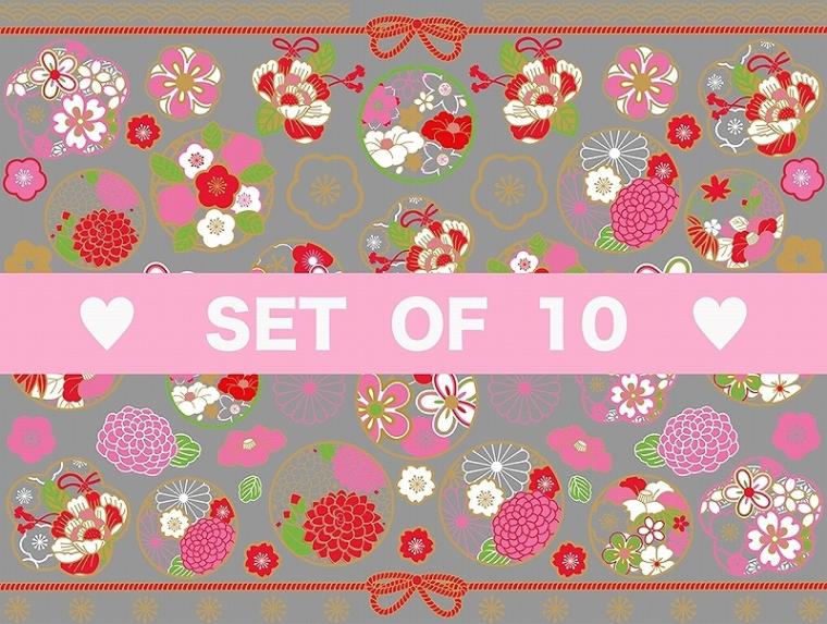 【10枚SET】ガラス用和柄花紋  (1枚あたり1300円)A4