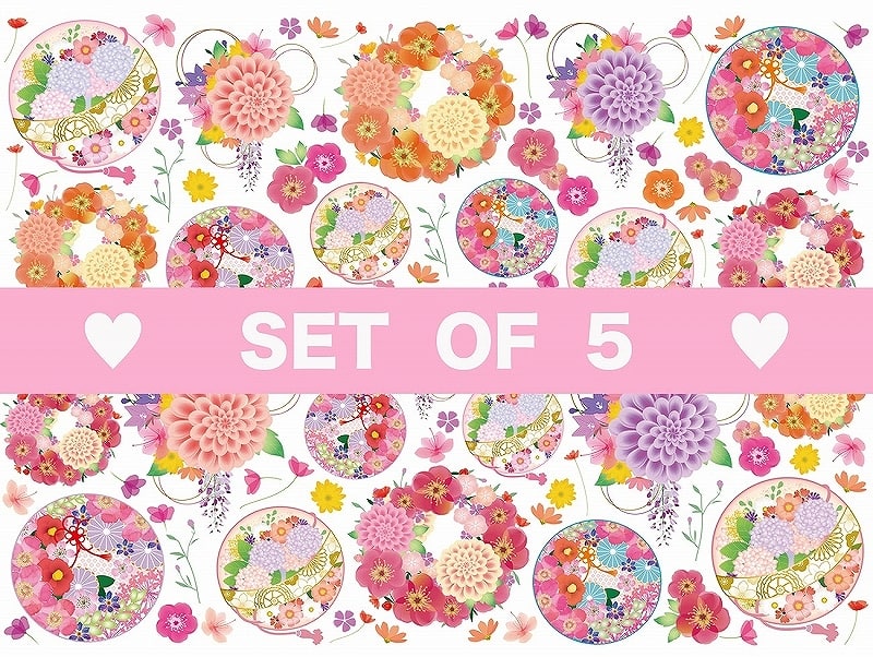 【5枚SET】ガラス用和柄押し花 (1枚あたり1500円)A4