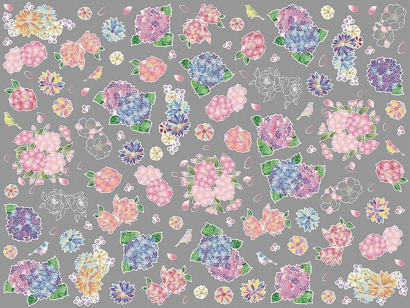 ガラス用和柄あじさいA4