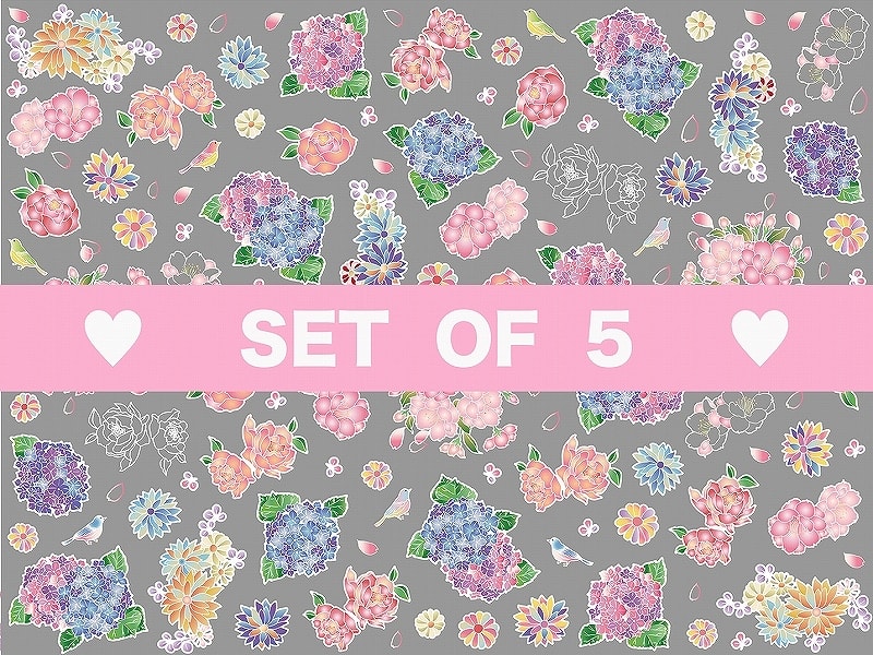 【5枚SET】ガラス用和柄あじさい (1枚あたり1500円)A4