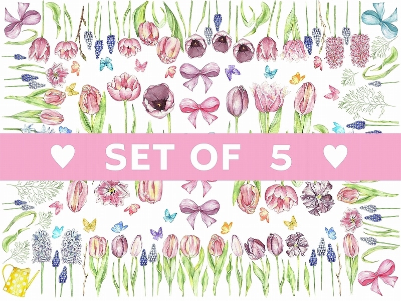 【5枚SET】チューリップ (1枚あたり1500円)A4