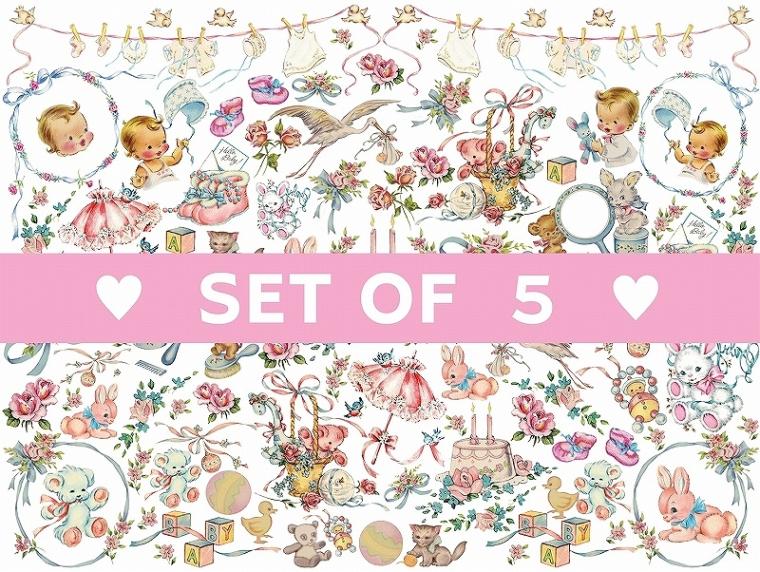 【5枚SET】アンティークベビー(1枚あたり1500円)A4