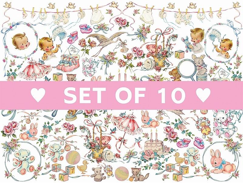 【10枚SET】アンティークベビー(1枚あたり1300円)A4