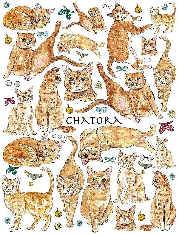 ガラス用茶トラ猫 はがきサイズ